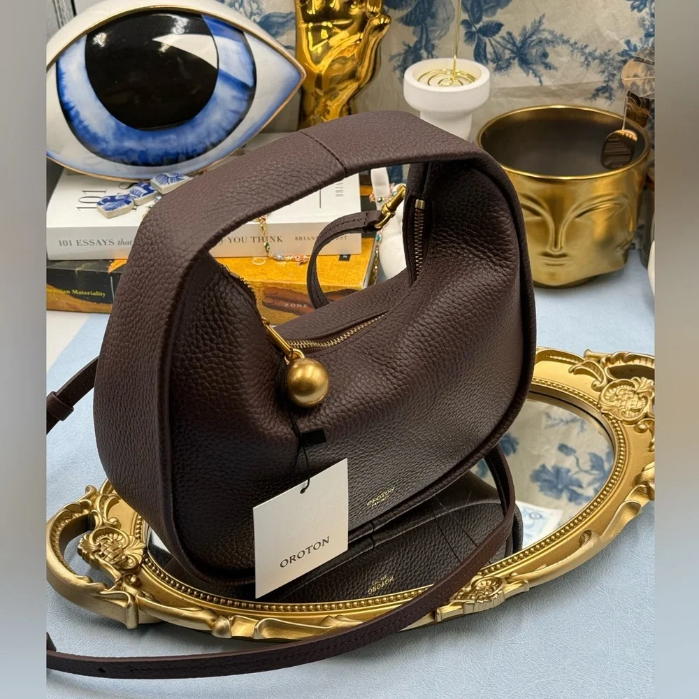 🆕 OROTON 🧿 NWT Clara Mini Convertible Crossbody Bag, Bear Brown Leather